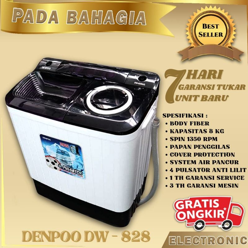 Mesin Cuci 2 Tabung 8 Kg DENPOO DW 828 4P