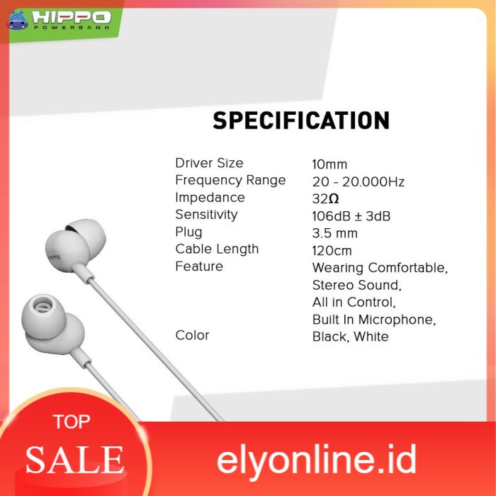 Hippo headset hippo toraz - Putih