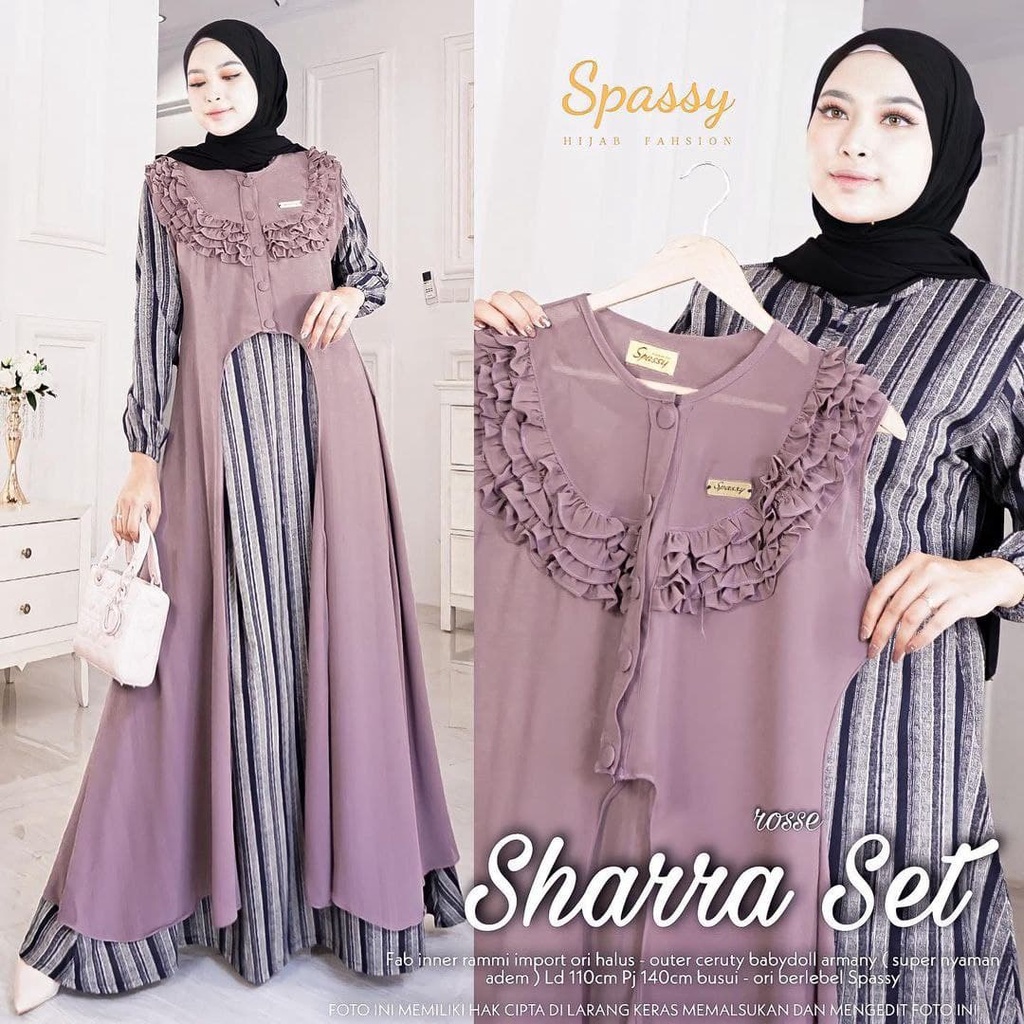 AB Sharra set maxy / set gamis plus rompi outer pisah / gamis xl-xxl / gamis ld110 / gamis syakila k