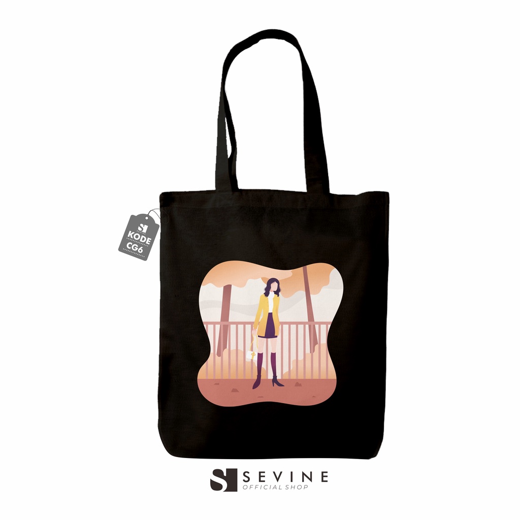 Sevine Totebag Tas Wanita Tote bag Resleting Girl Black Series - CG6