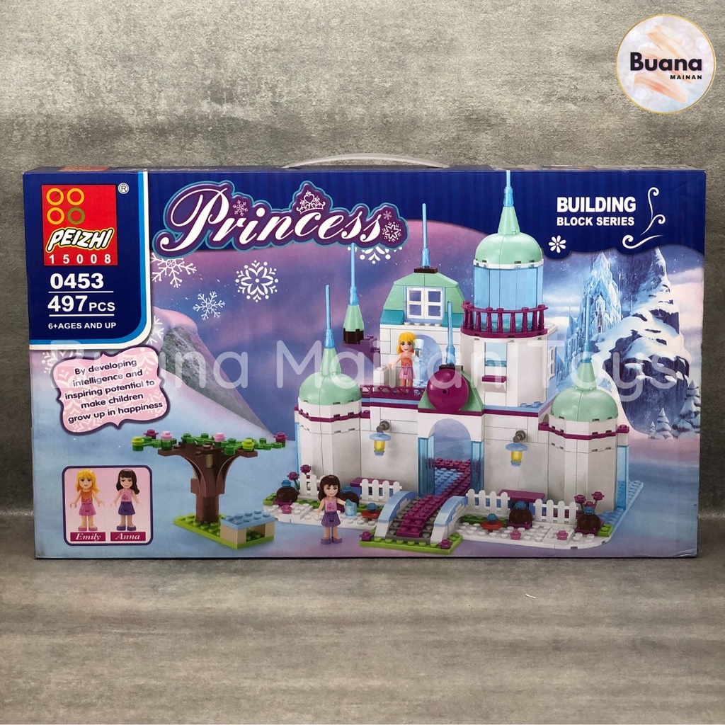 BRICK PEIZHI PRINCESS FROZEN 0453 MAINAN EDUKASI ANAK CEWE BRICK BUILD CASTLE KASTIL PRINCESS