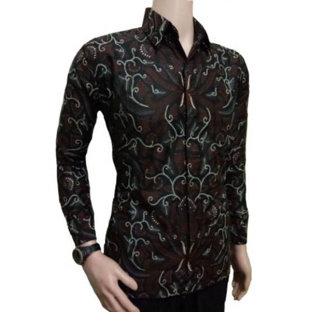 Kemeja Batik Pria Ppbtk07 Modern Lengan Panjang Casual Modis Trendy Masa Kini M L Xl Asli Pekalongan