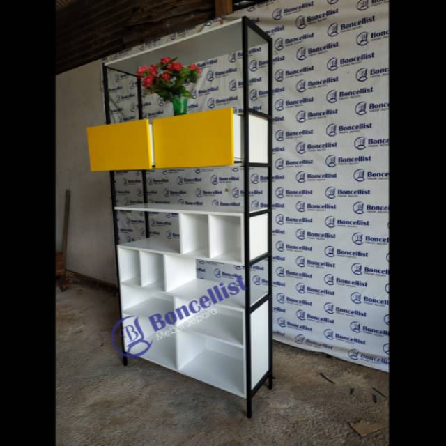 Lemari buku besi cat duco / rak buku minimalis