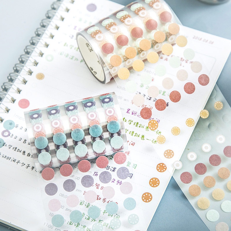 Colorful Dot Markers Roll Deco Stickers - Stiker Gulung Kertas Lucu Unik Murah