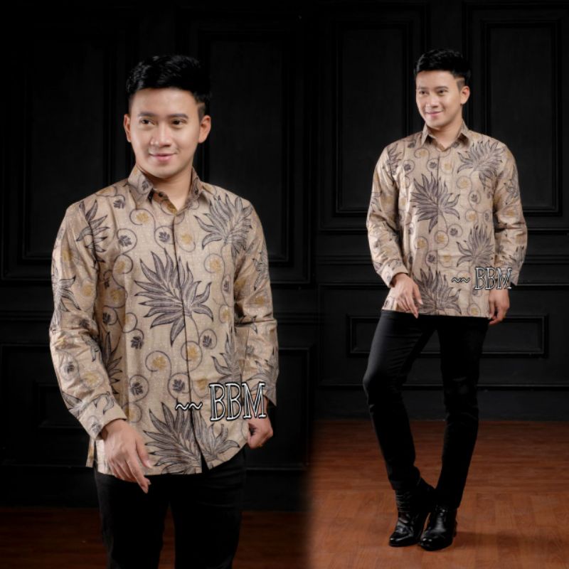 Kemeja batik pria lengan panjang size m l xl xxl