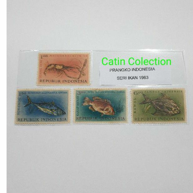 

Perangko Indonesia Seri Ikan tahun 1963 kondisi baru mint isi 4pcs