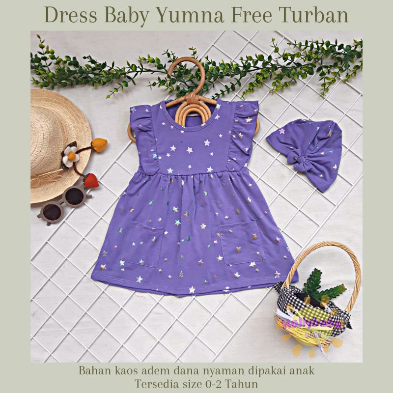 Hallybaba kids - Dress Bayi Free Turban 0-2Th Yusna