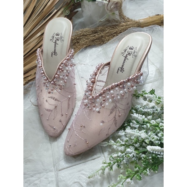 sepatu Rumelia rosegold tinggi 7cm kacaa