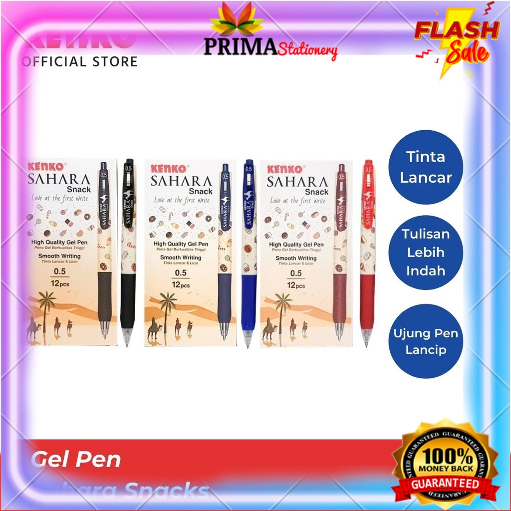 

Gel Pen Pulpen Pena Tinta Hitam Sahara Snacks Kenko Stationery seperti Sarasa