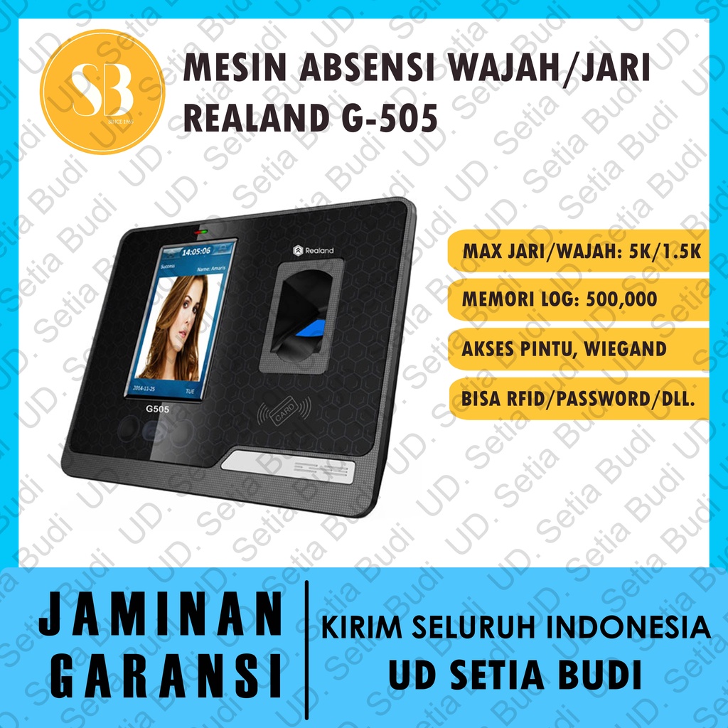 Mesin Absensi Biometrik Wajah / Jari Realand G505 Time Attendance G-505