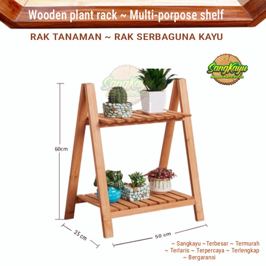 SangKayu Rak Susun Kayu Rak Serbaguna Rak Tanaman Hias Rak Pot Bunga Rak Sepatu