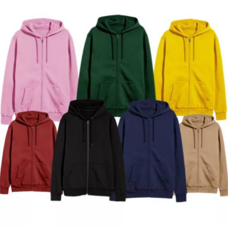 Jaket Hoodie Zipper Polos Cotton Fleece 280