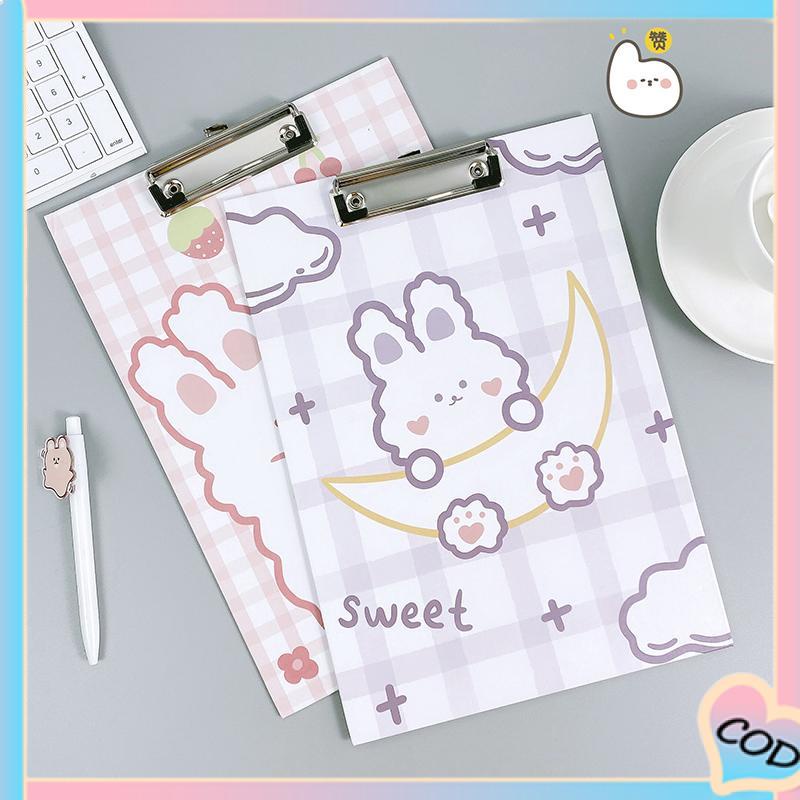 COD❤️A4 Papan Klip Siswa Ujian Menulis Pad Lucu Kartun Tes Kertas Penyimpanan Data Klip Folder Kertas-A.one