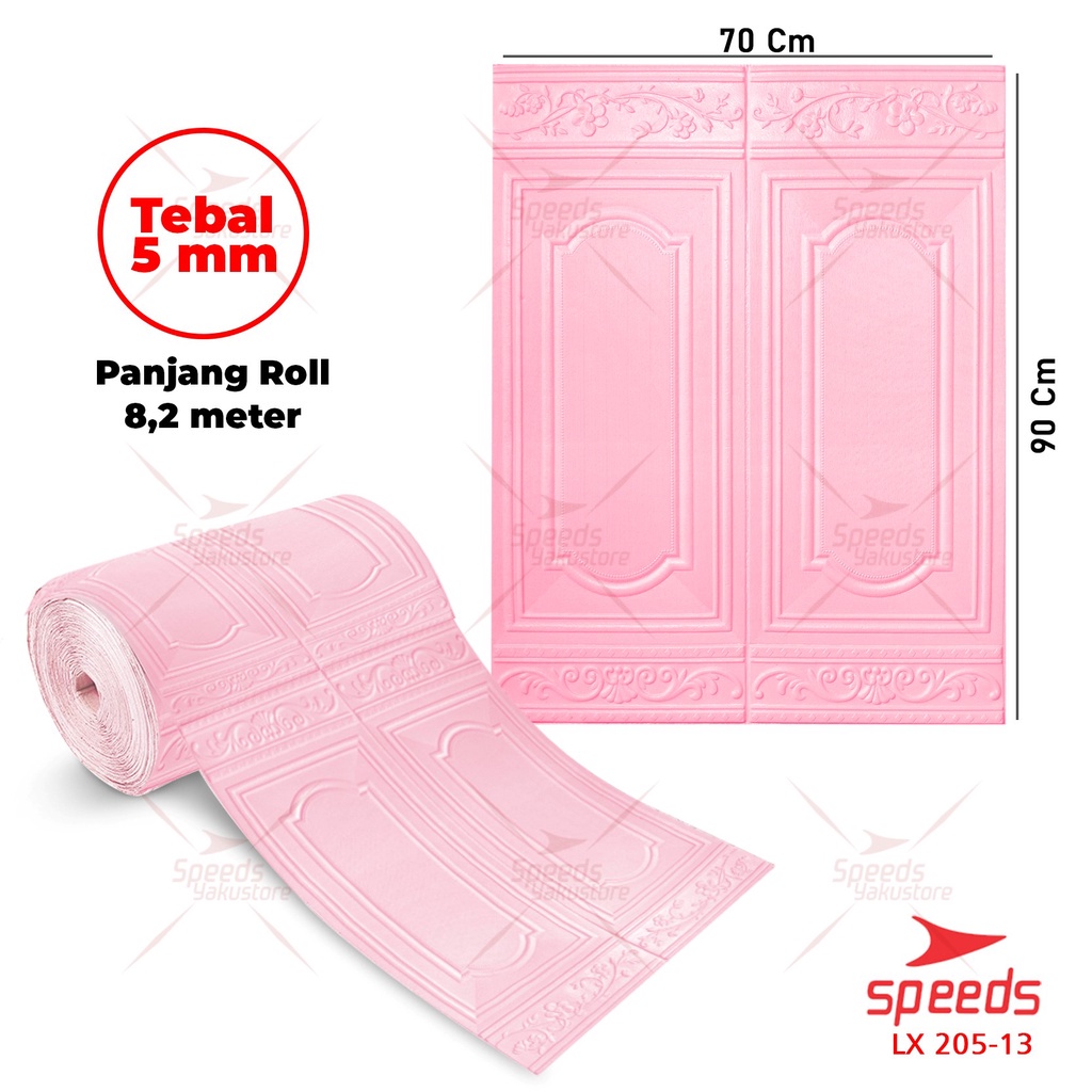 SPEEDS Wallpaper Dinding Murah Wallpaper Dinding Kamar 3d Stiker Foam Bata Batu Walpaper 205-1-JENDELAPINK8.2m 5mm