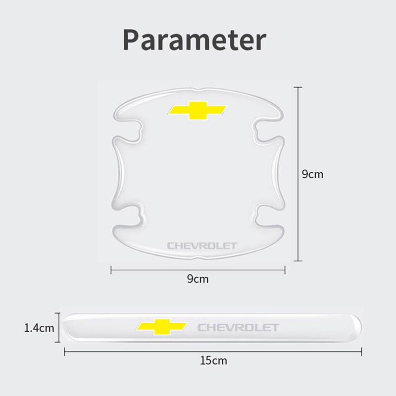 4 / 8Pcs Stiker Gagang Pintu Mobil Transparan Untuk Onix Cruze S10 Omega Prisma Celta Sonic