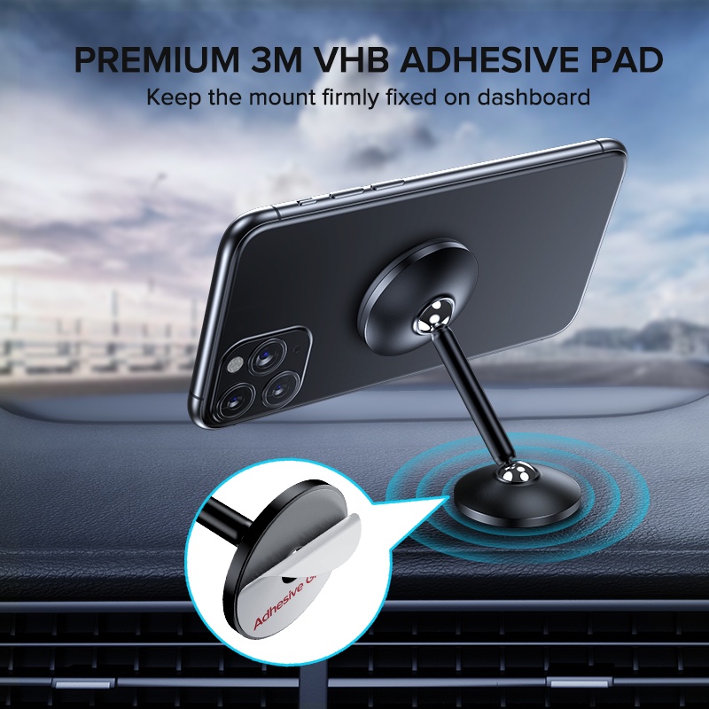 Stand Holder Hp Magnetik Bahan Aluminum Alloy Bisa Berputar 360 Untuk Dashboard Mobil