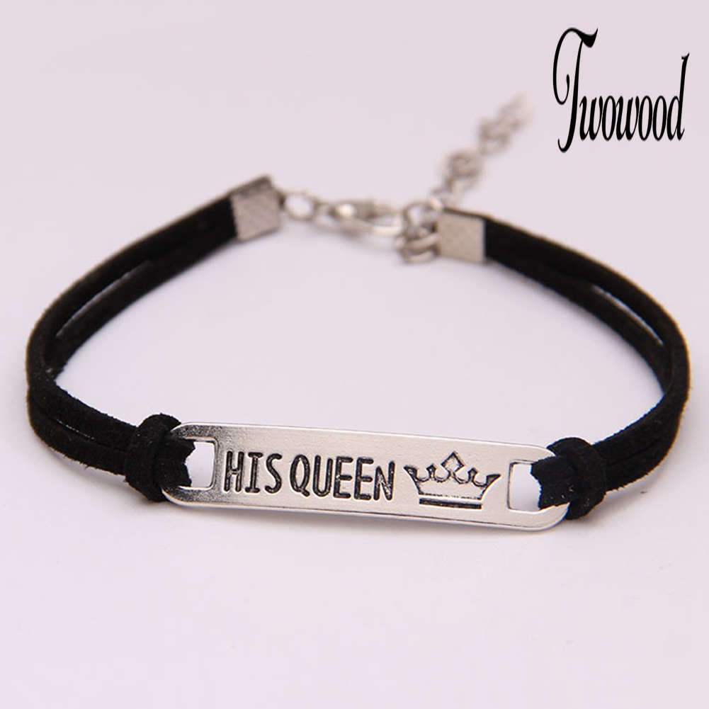 Gelang Pasangan Desain His Queen Her King Untuk Hadiah