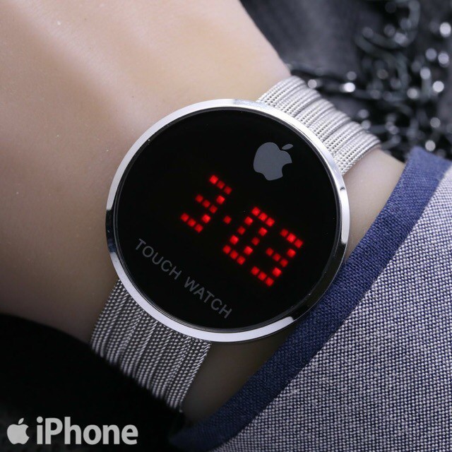 JAM TANGAN  APPLE WATCH IPHONE TOUCH SCREEN RANTAI PASIR LED SILVER AP005