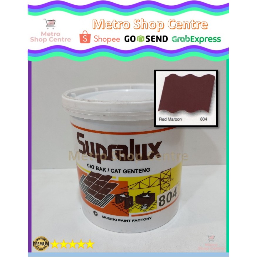 Supralux - Cat Bak / Genteng / Kolam No.804 (Red Maroon / Merah Marun) 1 Kg (Kaleng)