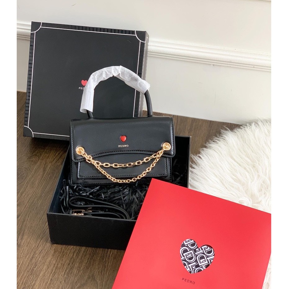 PDR PEDRO TAS JINJING TANGAN HADIAH KADO ULTAH GIFT BOX HAMPERS BOXY LEATHER TOP HANDLE BAG 01355 BL