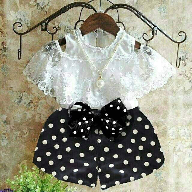 Pakaian anak  cewek stelan polkadot  baju  anak  cewek stelan 