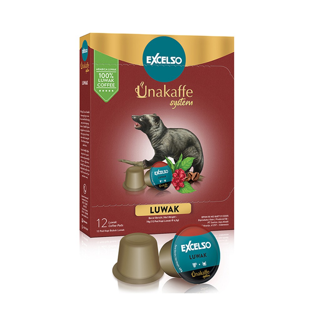 

Excelso Unakaffe Kopi Kapsul Luwak (12 Pod / 6,5 Gram)