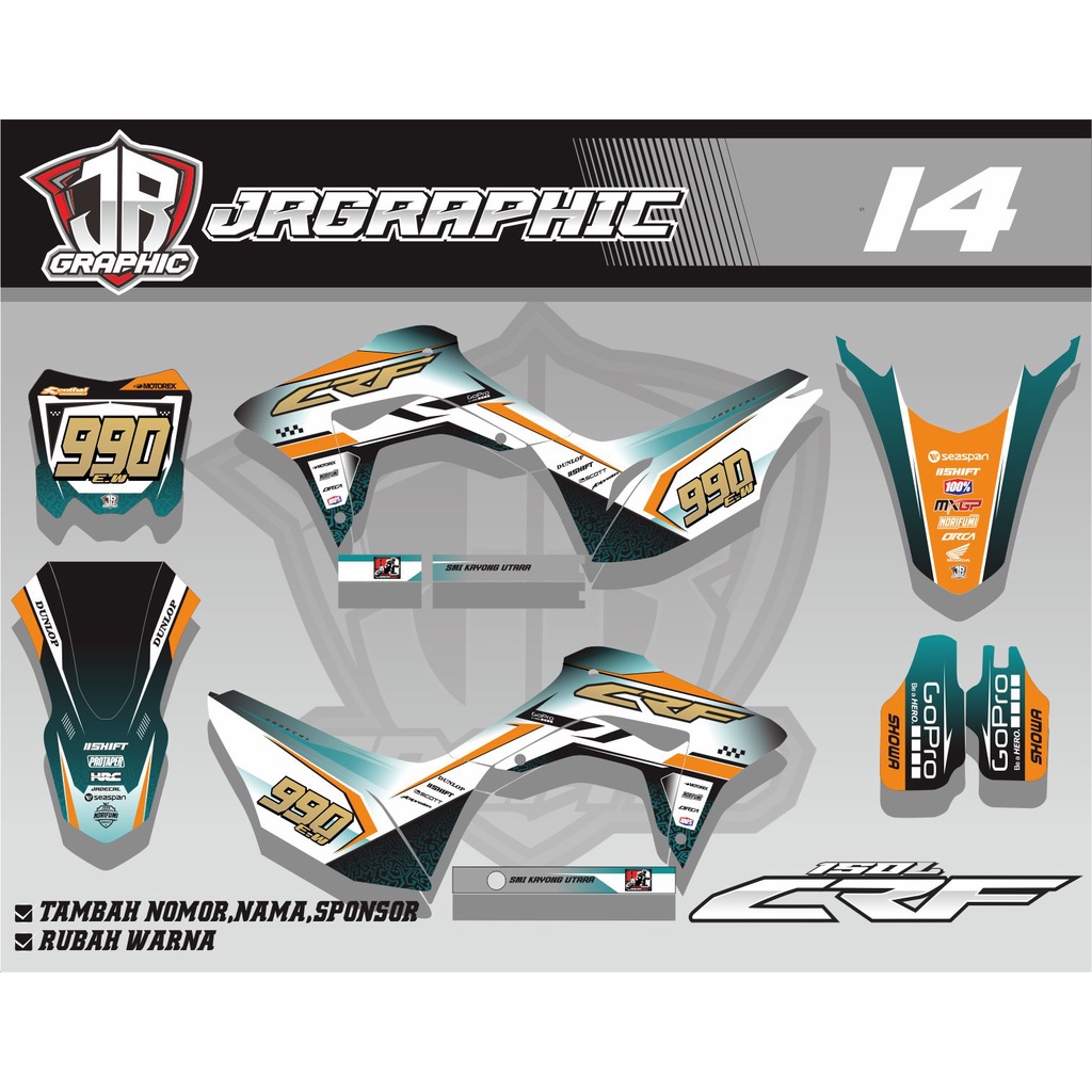 DECAL CRF 150L SUPERMOTO KEREN-DECAL CRF PUTIH HITAM SUPERMOTO MINIMALIS SIMPLE AUTO GANTENG -DEKAL 
