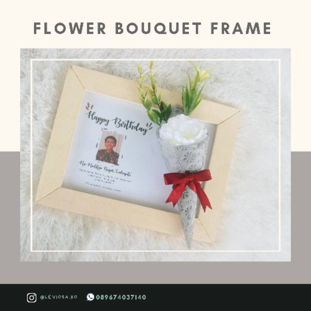 FLOWER BOUQUET FRAME MURAH UK 5R (FRAME KAYU + KACA) ART CARTON. HADIAH WISUDA, ULANG TAHUN DLL.