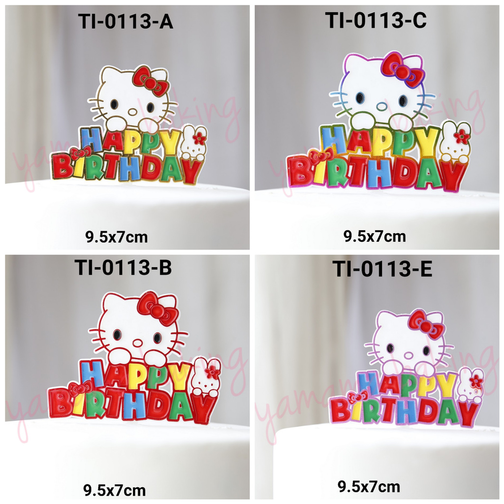 GR-TI-0113 Cake topper kue tulisan happy birthday ultah hello kitty