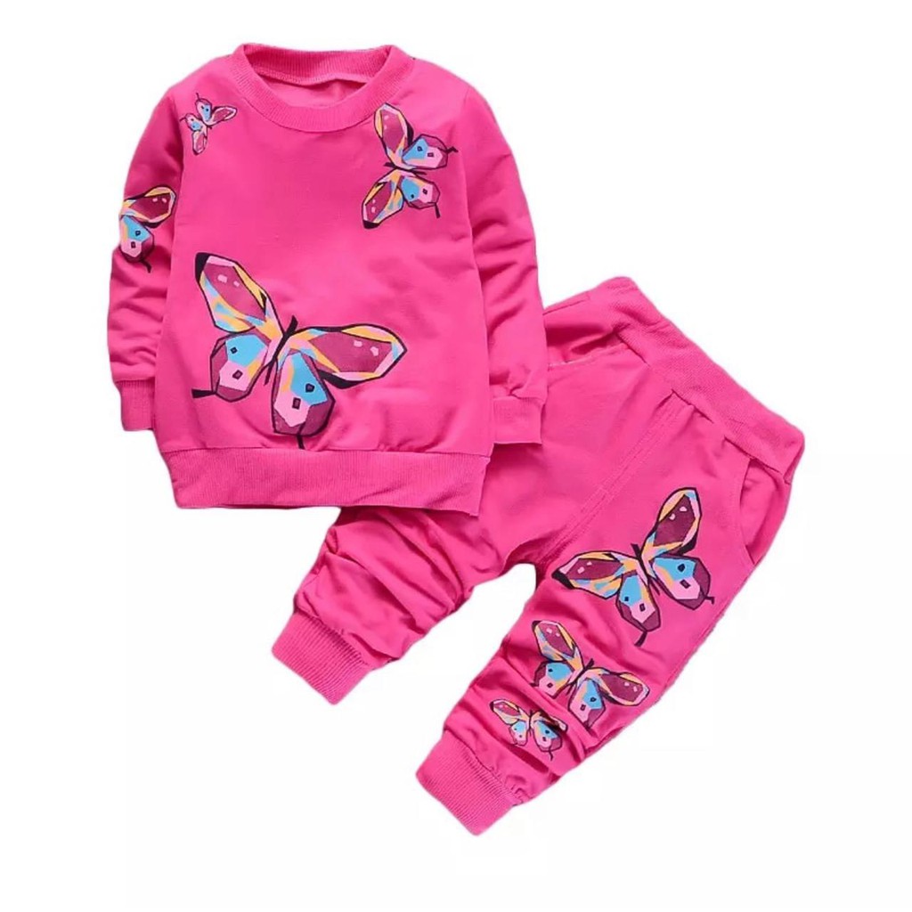 SETELAN SWEATER JOGGER ANAK PEREMPUAN MOTIF BUTTERFLY 1-5 TAHUN SWEATER ANAK PEREMPUAN TERBARU