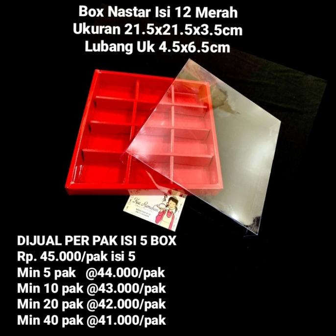 

[COD] Box Nastar Isi 12 Merah Lubang Uk 4.5x6.5cm DIJUAL PER PAK ISI 5 BOX [COD]