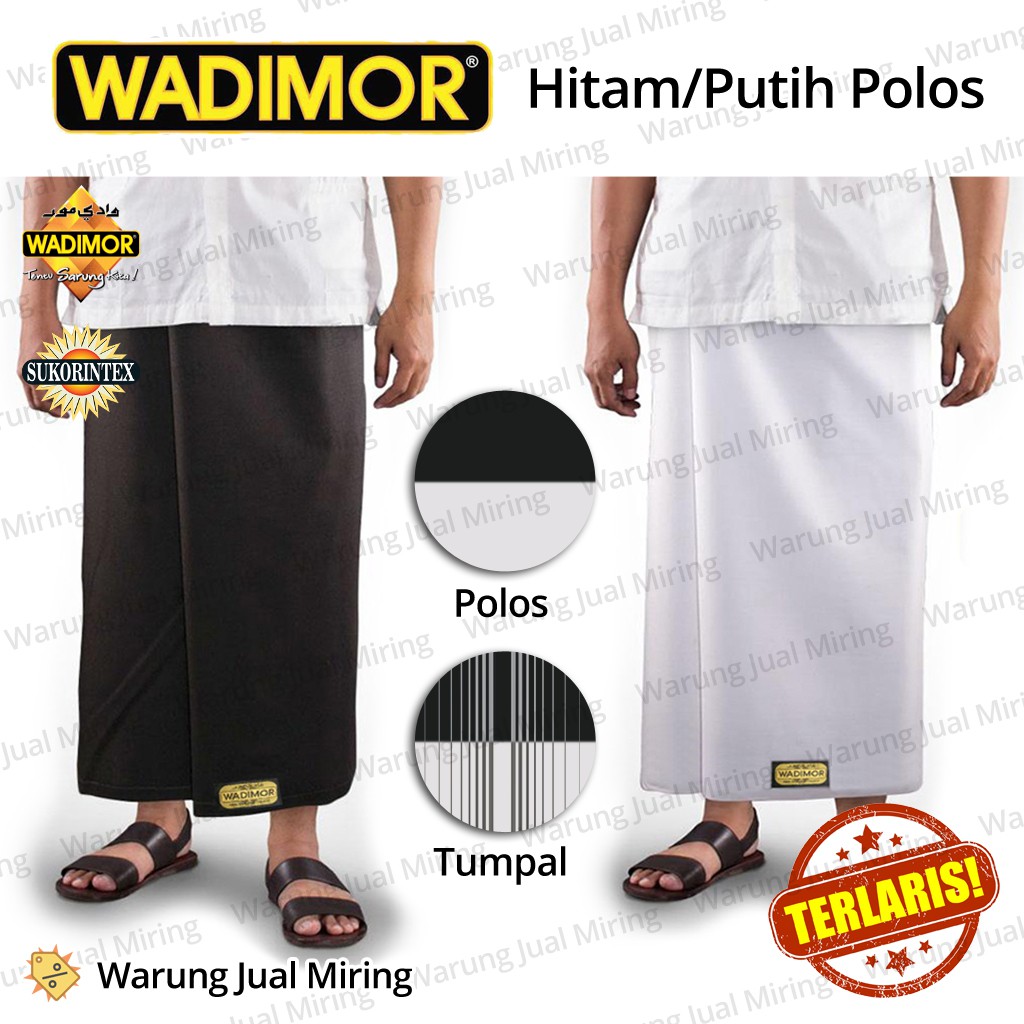 4.4 RAMADHAN SALE Sarung WADIMOR Hitam Putih Polos Tumpal Garis Salur Kain Tenun Sholat Shalat Pesantren Santri Muslim Dewasa Pria Laki Remaja Jumbo Motif Warna Seragam Kembaran Peralatan Seperangkat Alat Untuk Peci Baju