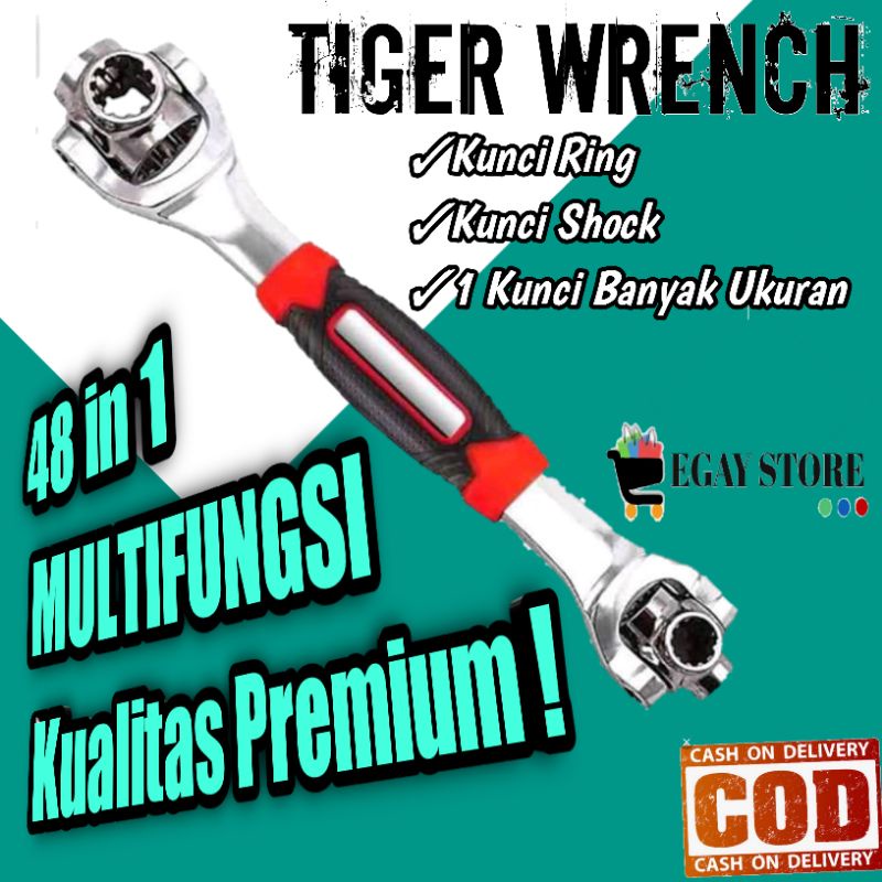 Kunci Sok Set Kunci Ring Set Multifungsi Perkakas Bengkel Motor Pengencang Mur Baut Tiger Wrench 8 in 1