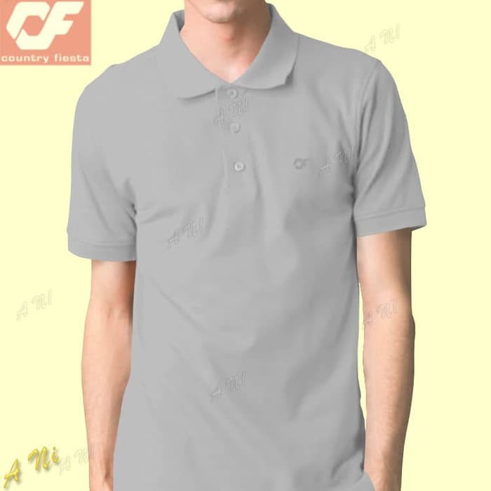 Kaos Kerah P2 13 Polos Abu Muda Pendek Original COUNTRY FIESTA Pria