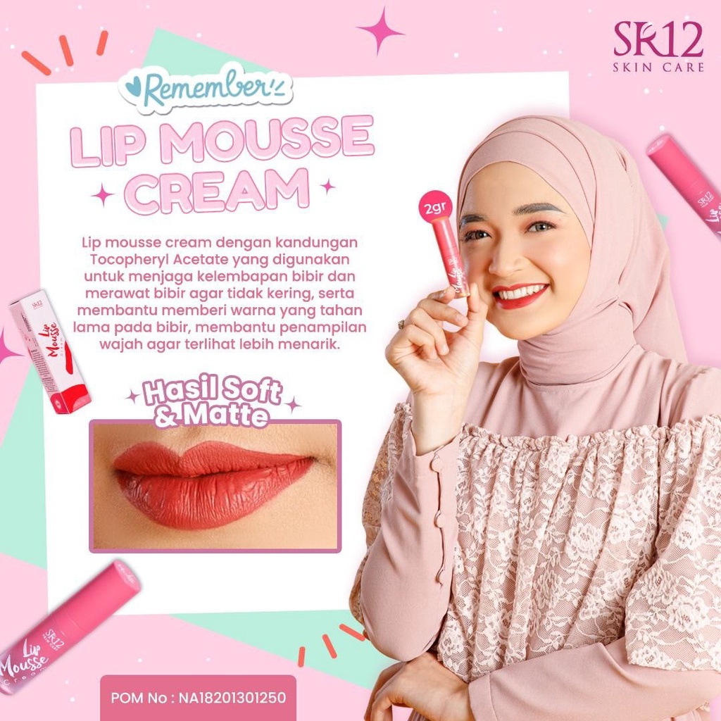 SR12 Lip Mousse Cream 2gr BPOM Menjaga Kelembaban Bibir Kering