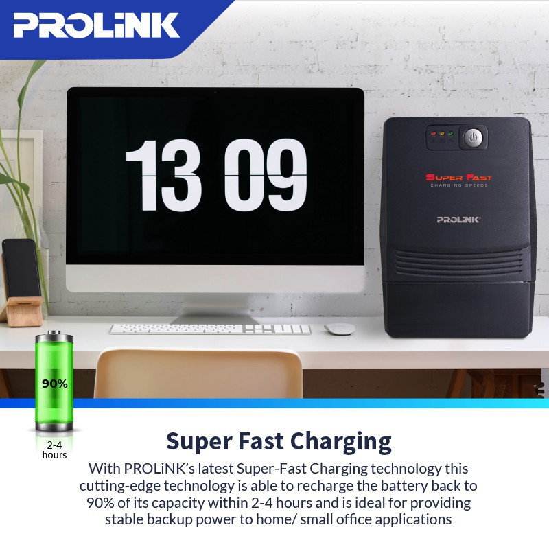 PROLiNK UPS 1200VA Super Fast Charging Line Interactive PRO1201SFCU