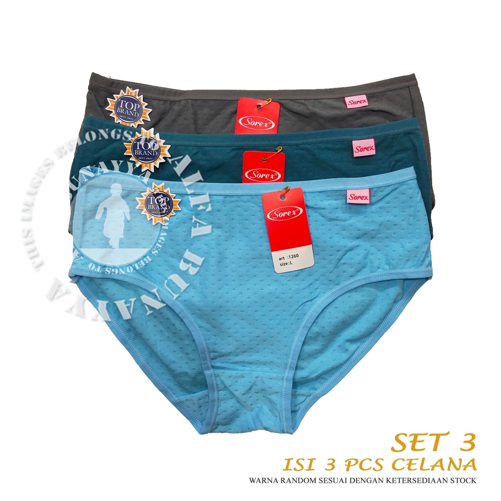 3 Pcs Celana Dalam Wanita SOREX 1260 - CD Underwear - Comfort Chic - Pakaian Dalam Wanita Katun Cotton