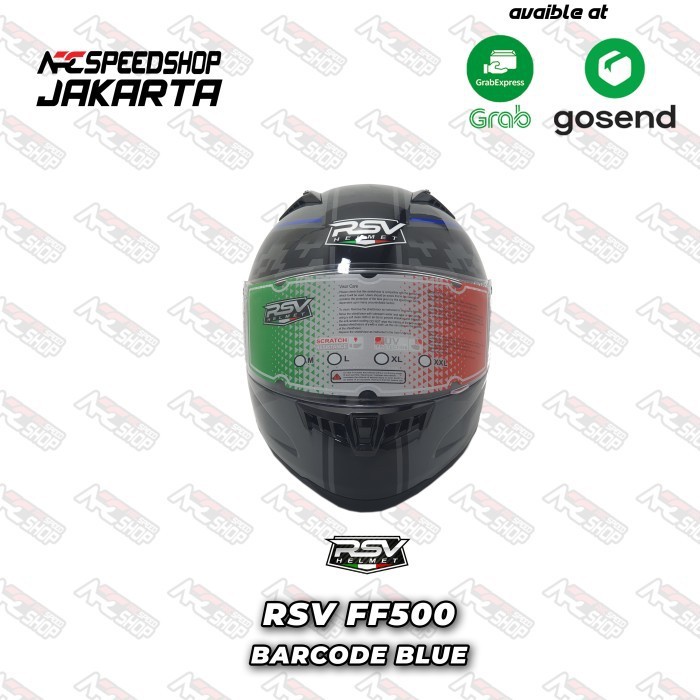 Helm Full Face RSV FF500 Barcode Blue - Helmet Motor FF 500