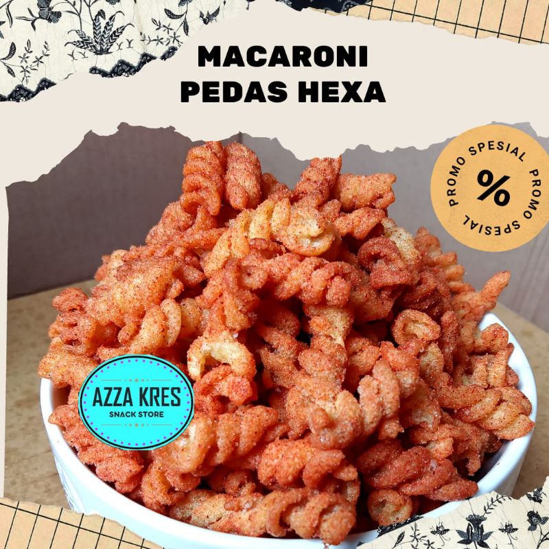 

Macaroni Pedas Hexa Snack Kekinian - Azzakres