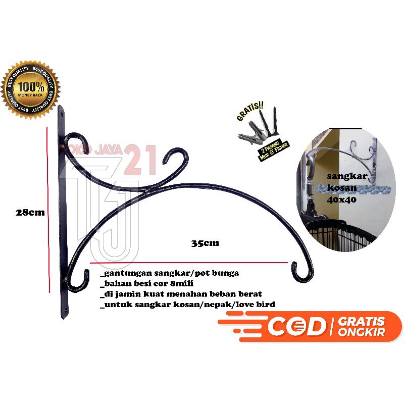 Gantungan sangkar burung tempel dinding