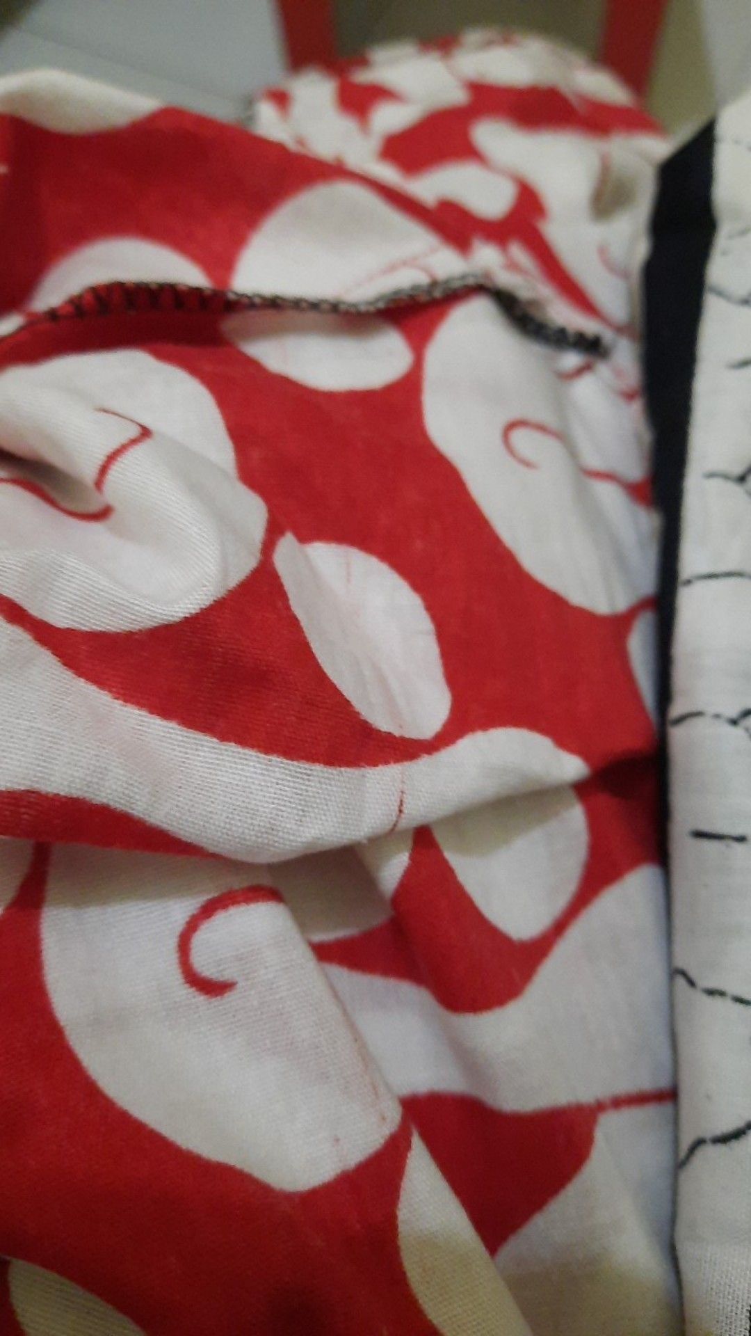 Blus Kombinasi Red Cherry Batik Atasan Batik Merah Jumbo Kombinasi Kerja Seragam Kantor