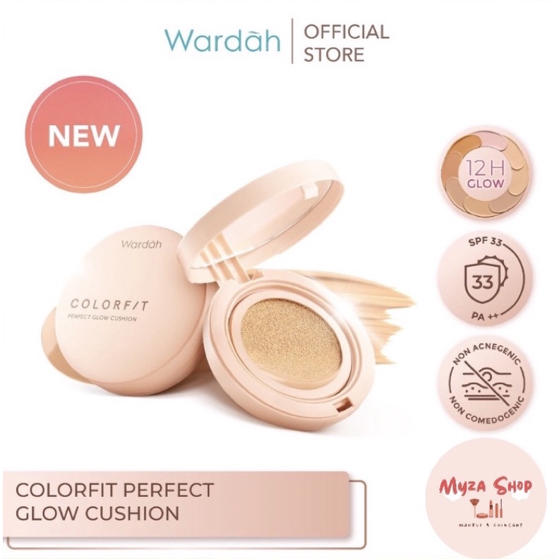 WARDAH - Wardah Colorfit Perfect Glow Cushion SPF 33 PA++ - Bedak Tahan 12 Jam - Cushion Wardah