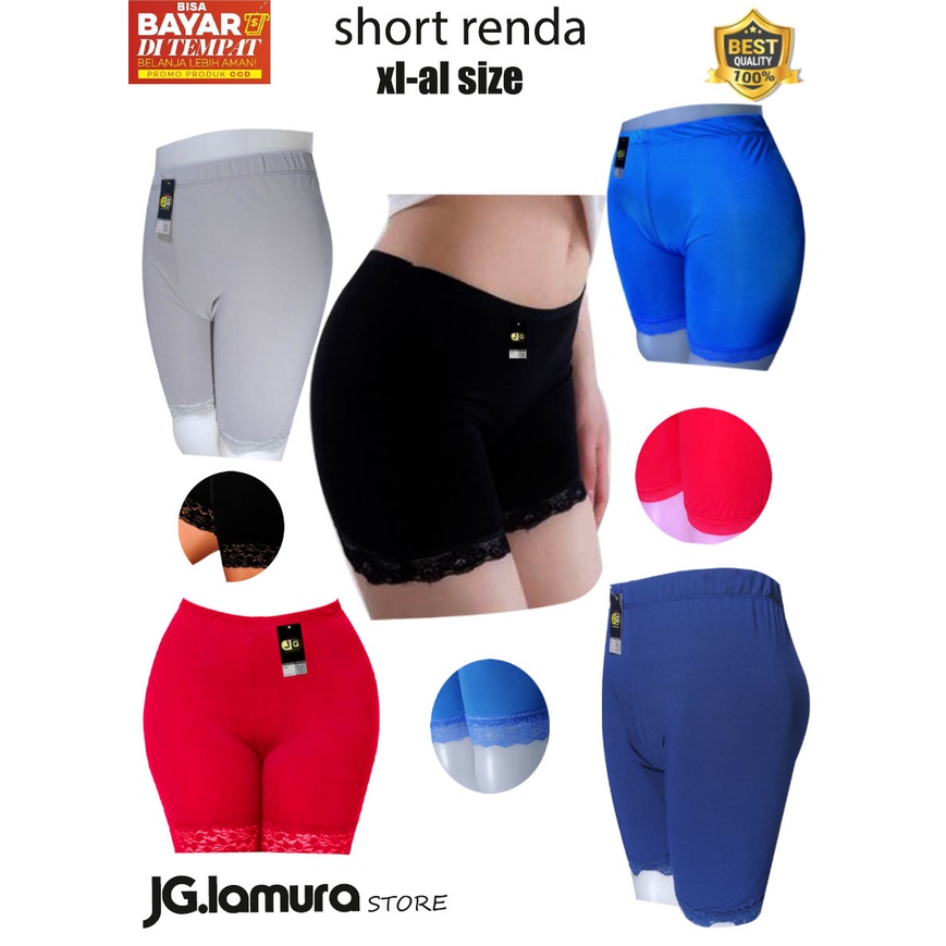celana short shot wanita satu ukuran untuk BB 45 kg sampai 60 kg PROMO renda 3pcs dan bisa satu pcs 