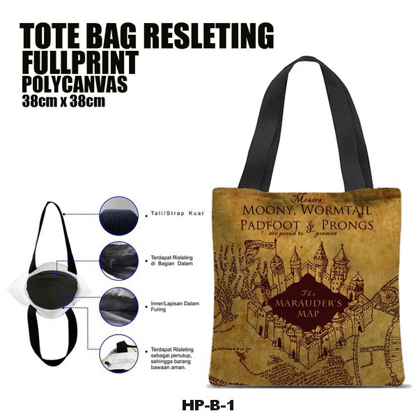 Tas / Tote Bag Polycanvas Full Print Resleting - Harry Potter Series.B