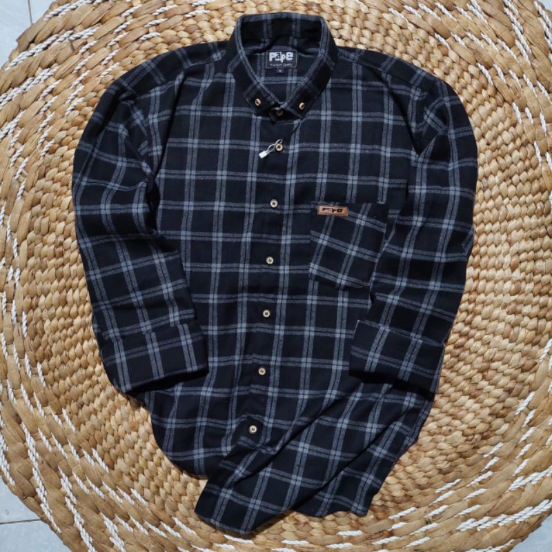 Kemeja Flanel Pria Wanita Lengan Panjang Oversize Motif Kotak Kotak Unisex-1341