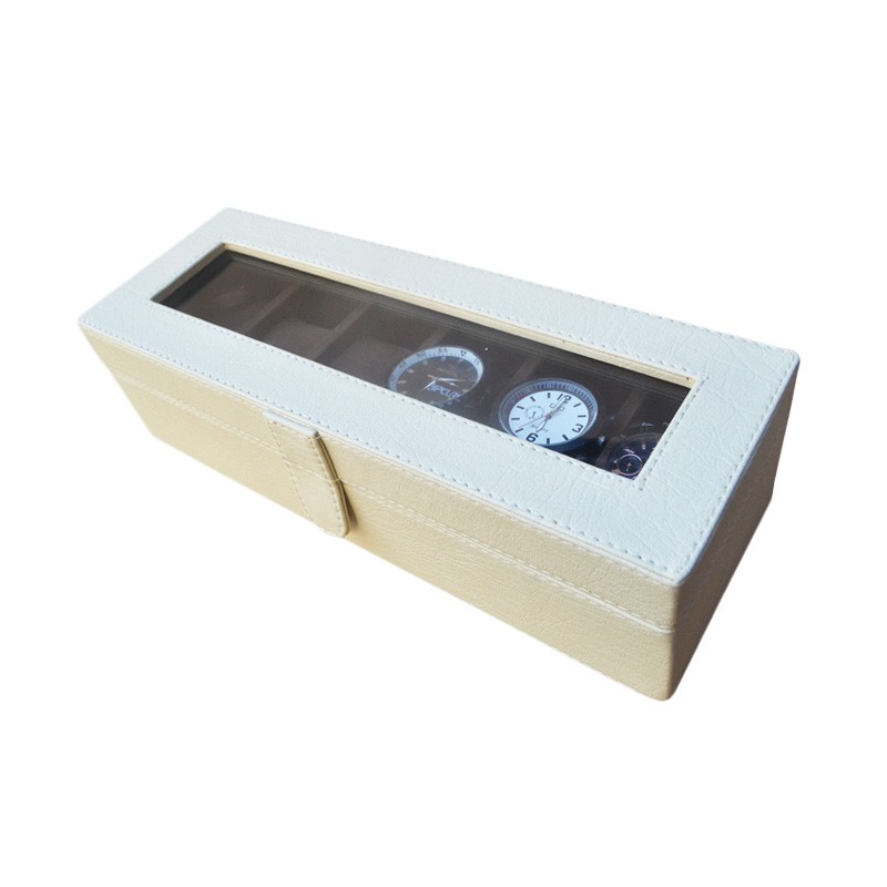 Kotak Jam / Box Jam / Tempat Penyimpanan Jam / Watch Box Oraganizer isi 6 Putih Coklat