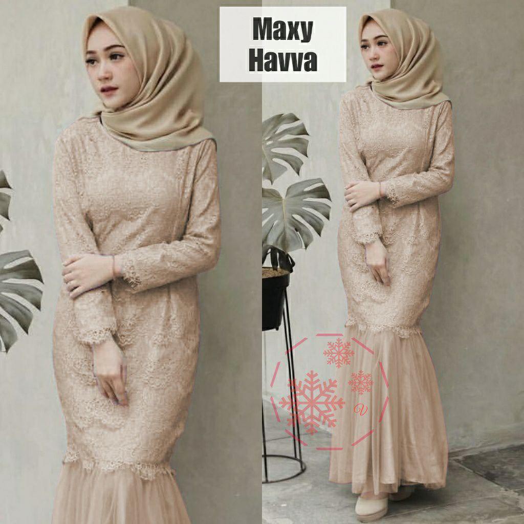 LF(COD) BAJU GAMIS MUSLIM TIPE MAXI HAVVA MODEL DUYUNG / BAHAN BRUKAT PREMIUM 2 UKURAN / BAJU MUSLIM