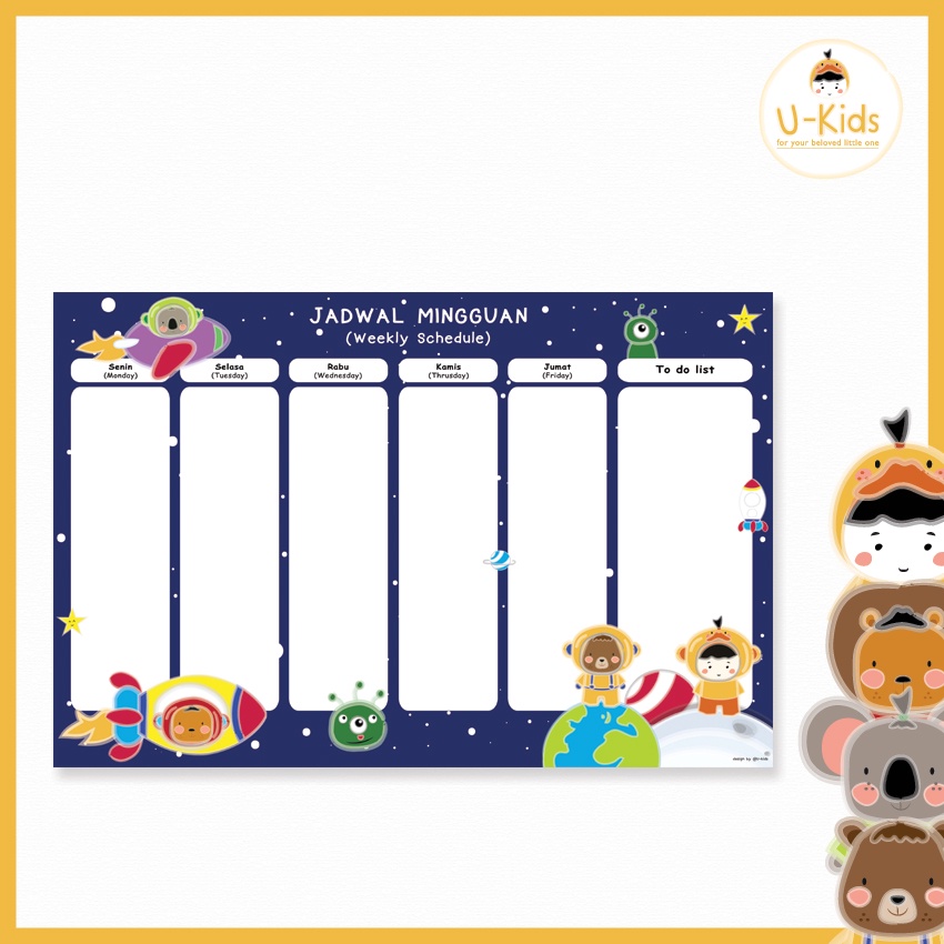

Poster Edukasi Anak Jadwal Mingguan Desain Lucu Terbaru Kekinian