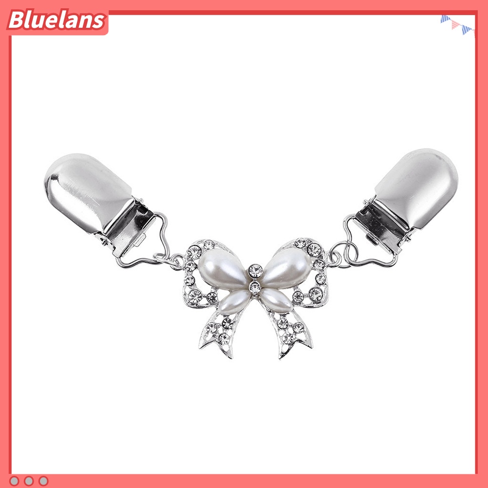 Bluelans Chic Women Rhinestone Inlaid Bowknot Cardigan Collar Clip Dress Shawl Clasp Pin