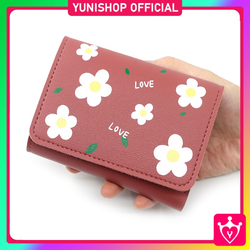 Dompet Lipat Wanita Motif Bunga Love Simple Cantik / Dompet Wanita Korean Import Lucu / TV-101